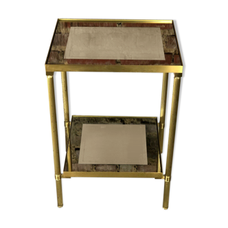 70'S vintage glass and brass sofa tip / side table