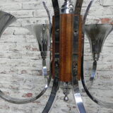 Art Deco hanging lamp with 6 chromed vials