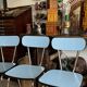 Série de 4 chaises Formica bleues vintage