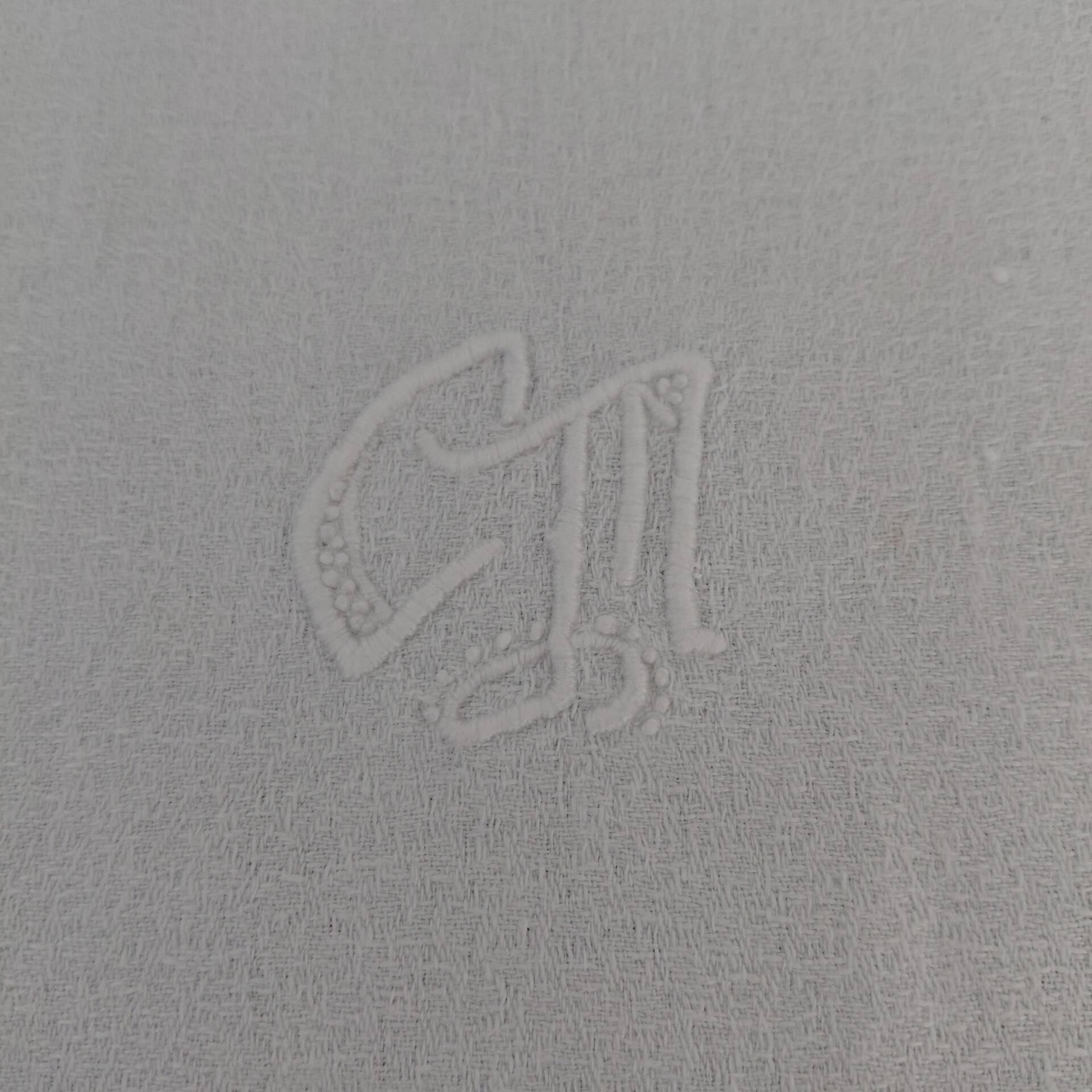 12 serviettes de table anciennes coton blanc monogramme CM