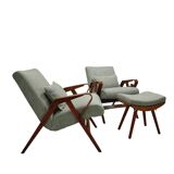 Ensemble de deux fauteuils Tatra avec repose-pieds, années 1950-60, Tchécoslovaquie