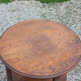 Vintage oak pedestal table with 3 shelves from the 60s