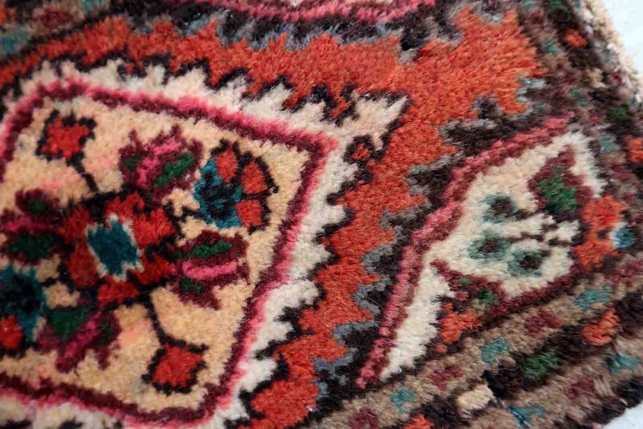 Vintage persian carpet hamadan handmade 35cm x 53cm 1970s