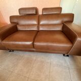 Roche Bobois Gold leather sofa 172 cm