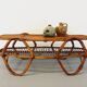Table basse avec plateau porte-revue en rotin vintage des années 60