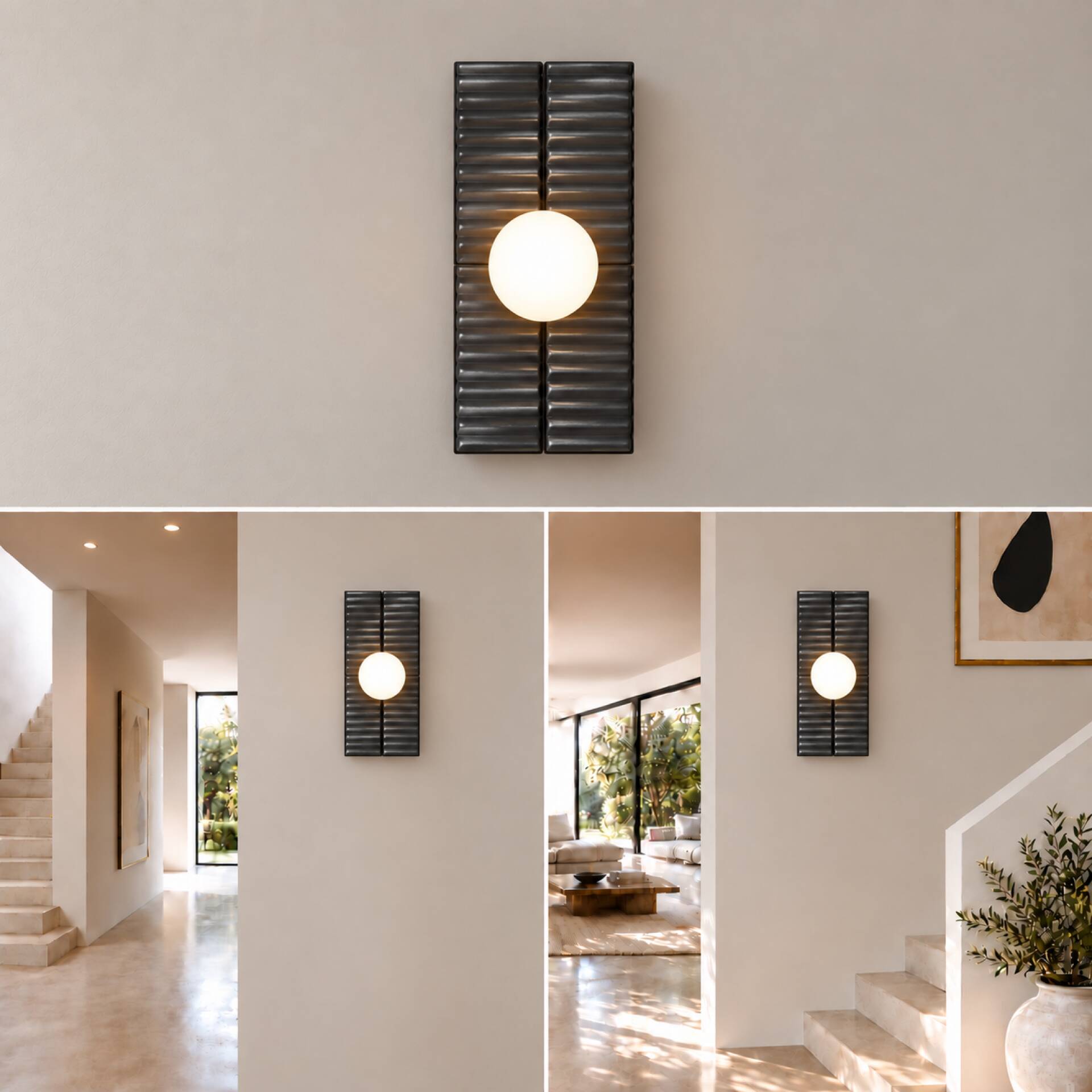 Black ceramic wall light