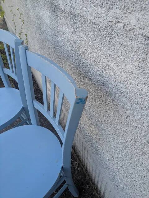 Pair of blue bistro chairs