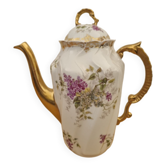 Cafetière ou théière porcelaine - motif branche de lilas