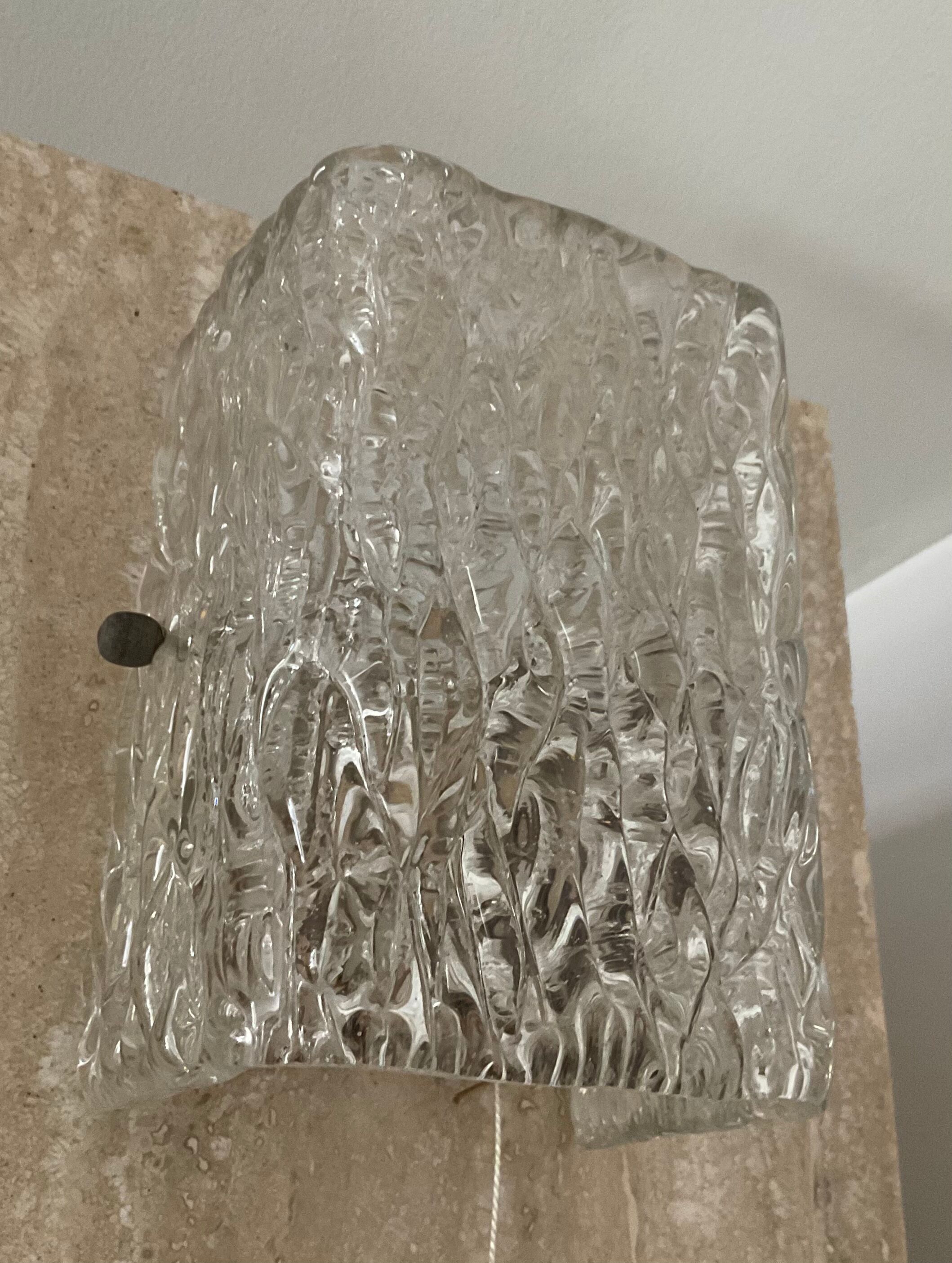 Vintage wall lamp molded glass 70s