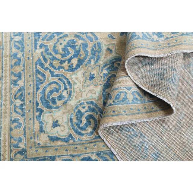 1960s Vintage Persian Handmade Wool Cotton Brown Area Rug 292x389
