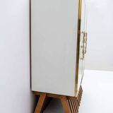 Postmodern Italian Bar Sideboard Murano Glass and Brass, 1980s