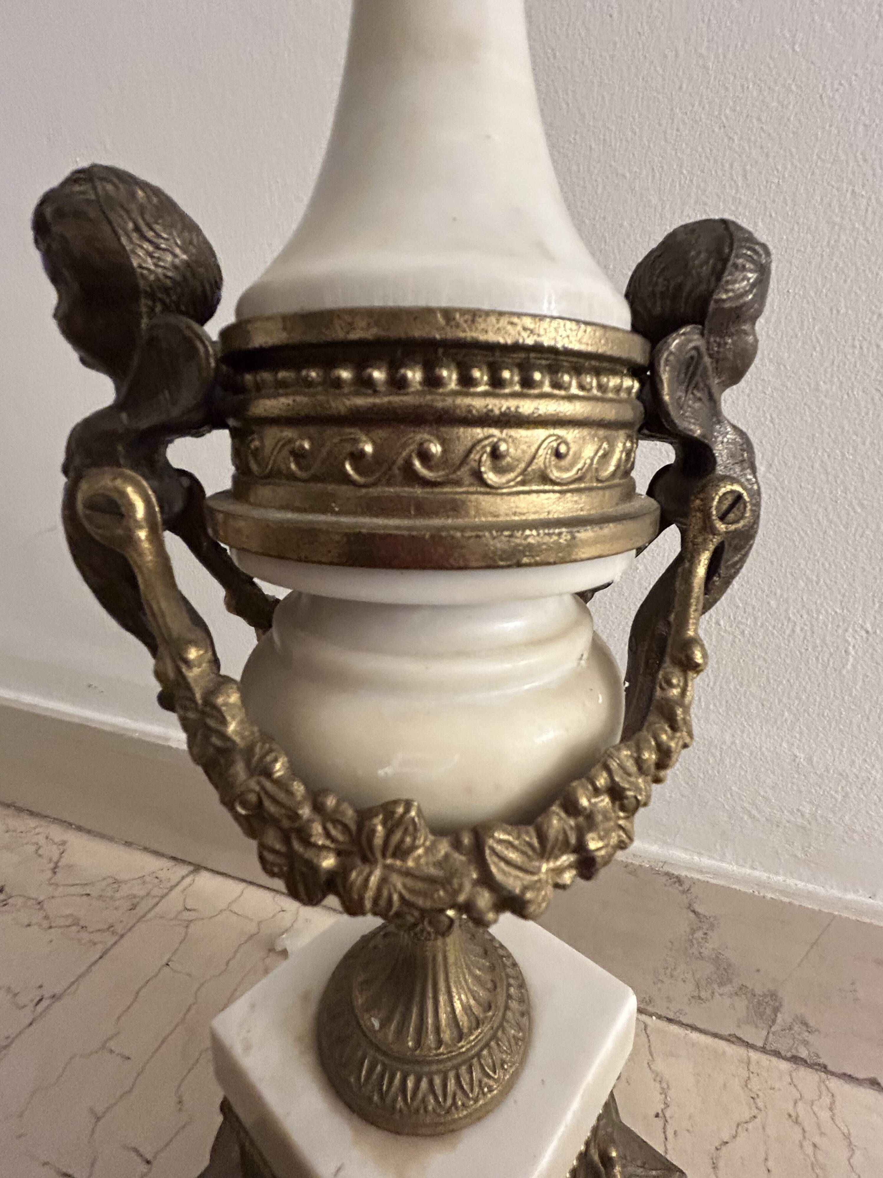 Paire de grands candélabres 7 feux - 69 cm - Bronze - Putti