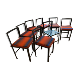 Lot de 8 chaises en acier brut patinées et cirées