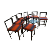 Set of 8 patinated and waxed raw steel chairs