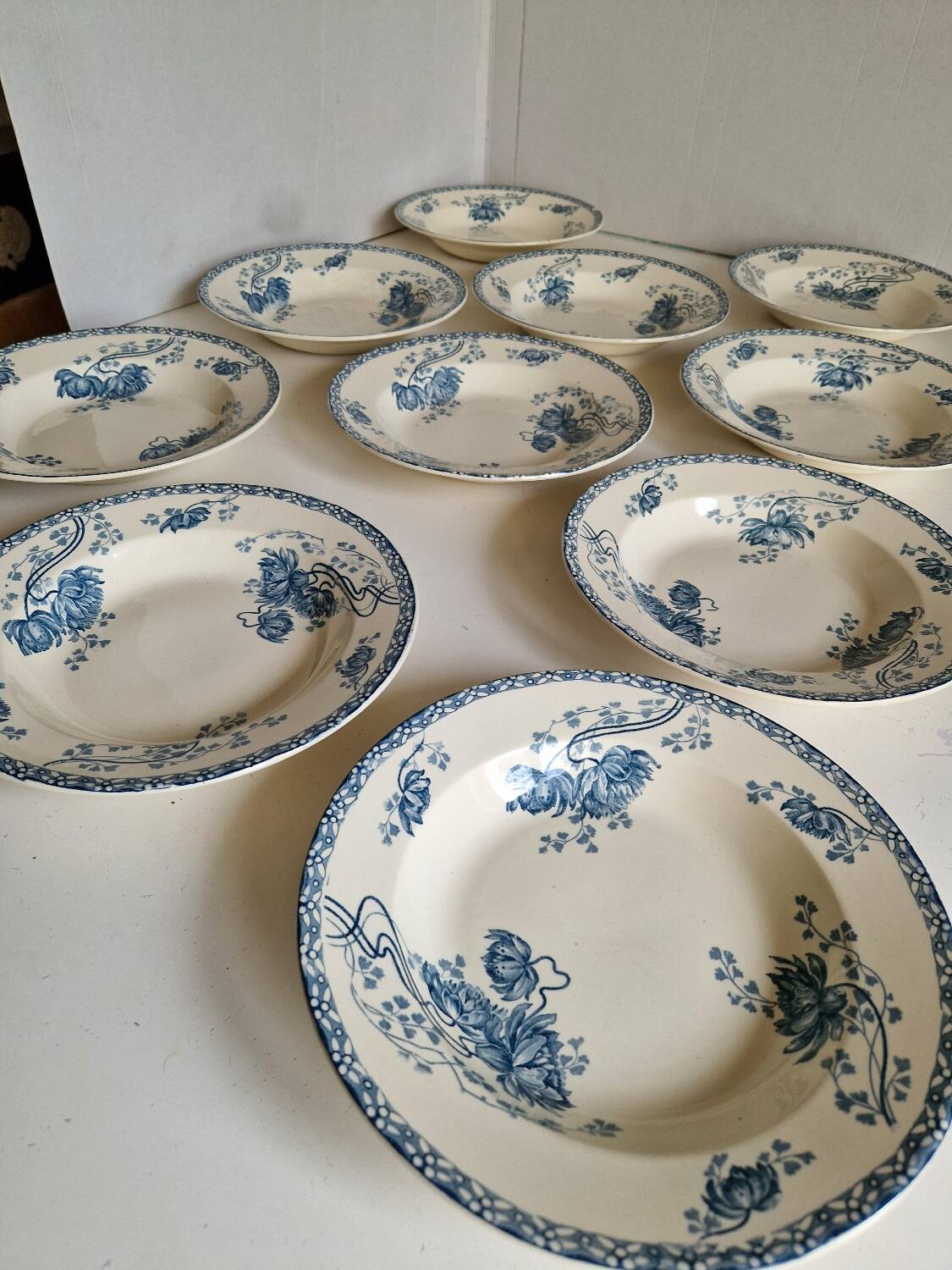 Set of 10 Deep Plates Sarreguemines Royat Models