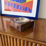 Cendrier en parchemin de chèvre marron moderne du milieu du siècle, Aldo Tura, Italie, années 1960