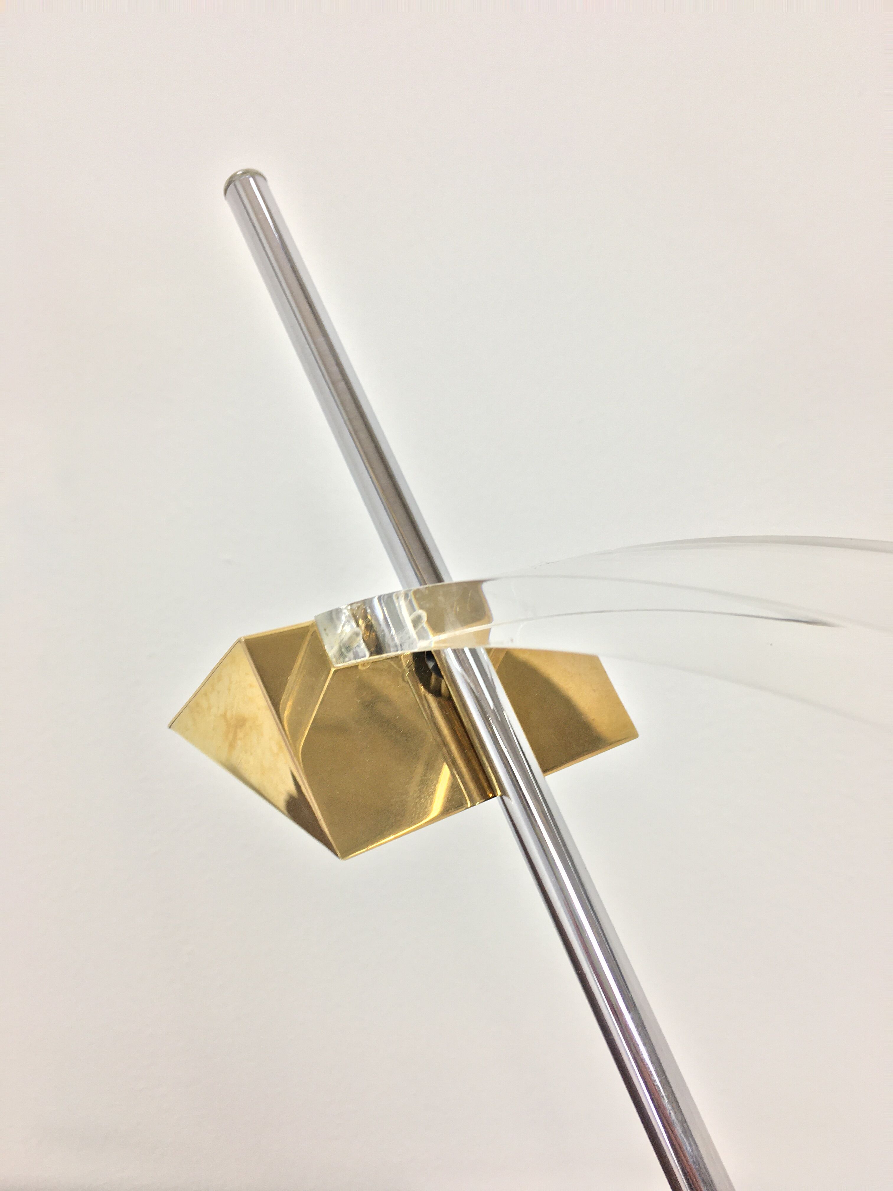 Plexiglas and brass table lamp, Italy 1980