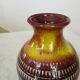 Vintage Scheurich Fat Lava Vase: West German Red & Yellow Pottery