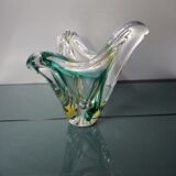 Vase vintage en verre de Murano soufflé dans la masse années 70