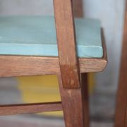 Pair of wooden bridge armchairs from the 1950s, vintage chairs.
