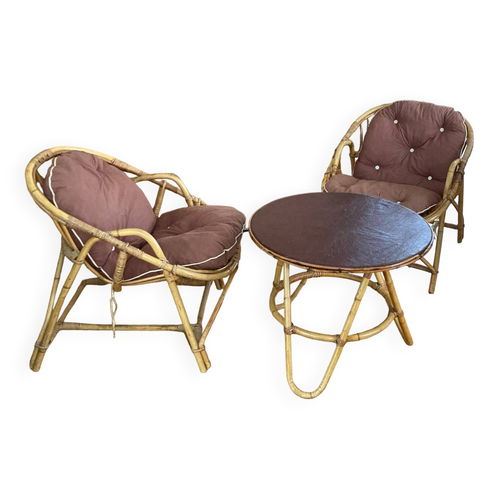 Mid-20th century rattan lounge for garden, terrace, veranda, etc.