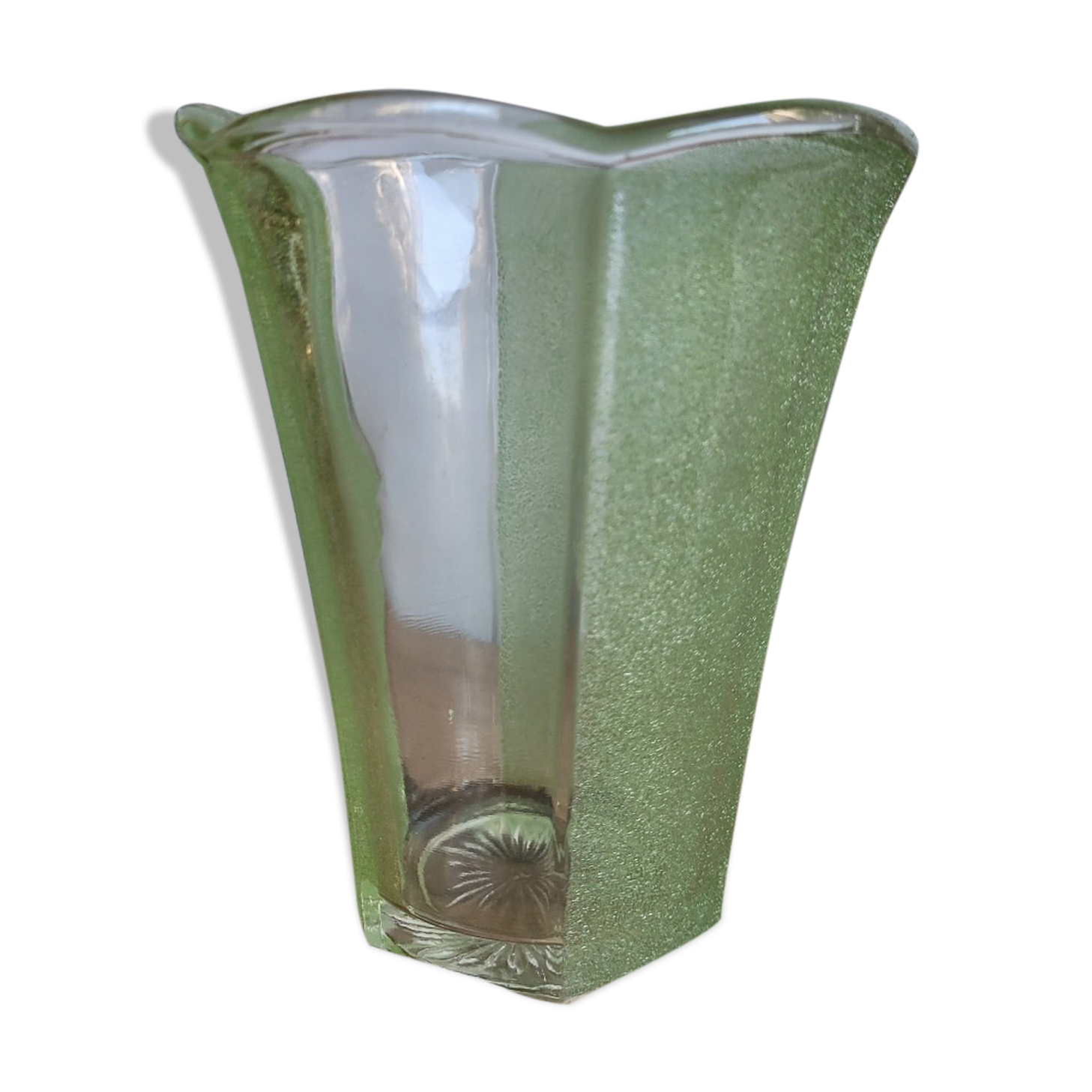 Green granite glass vase
