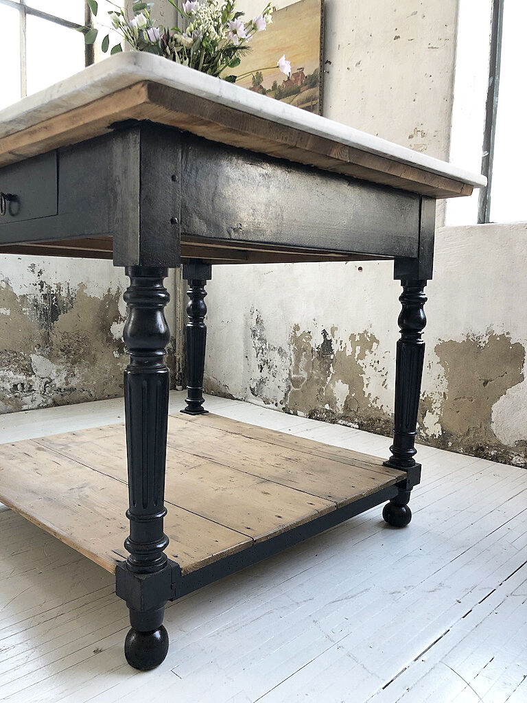 Butcher's table work central island marble