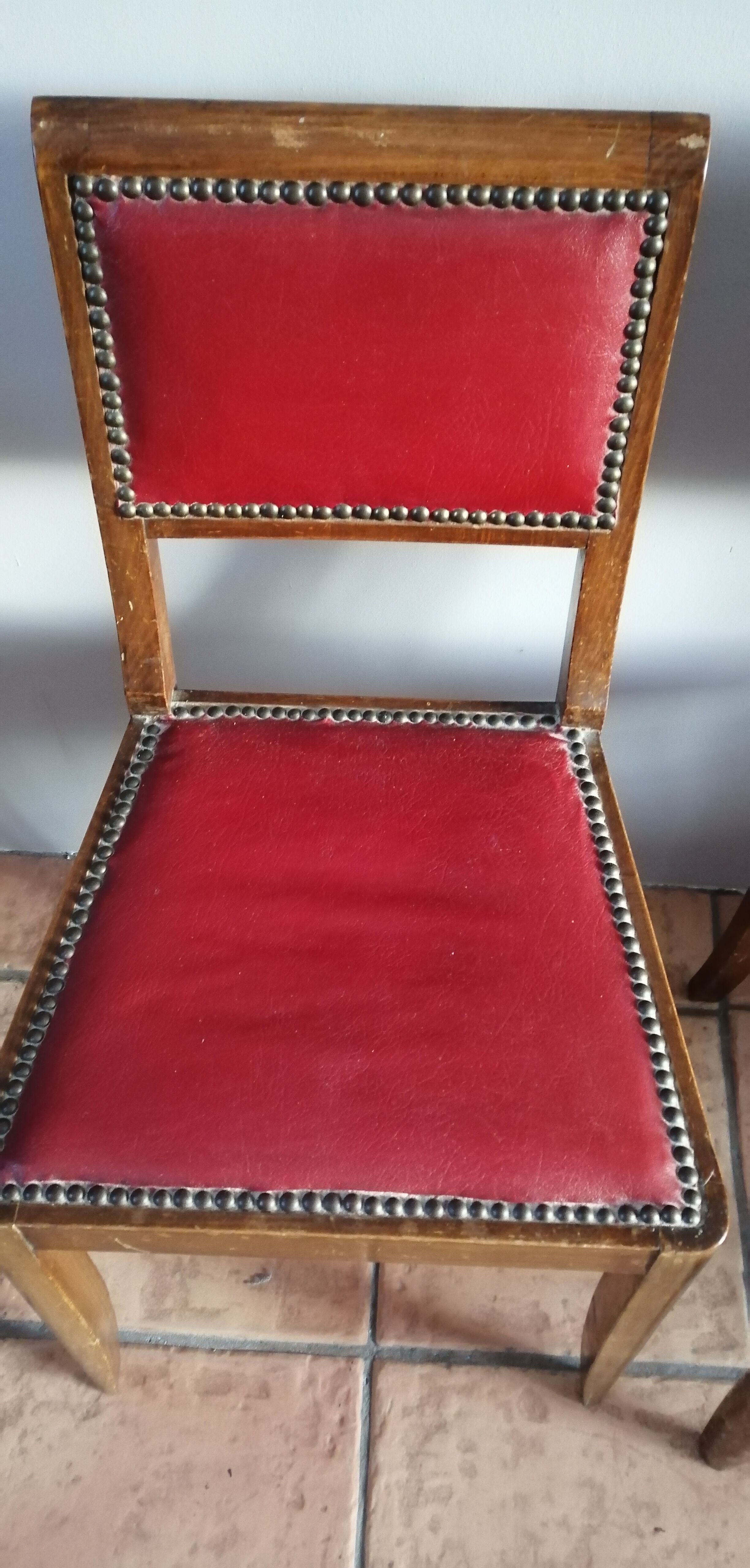 Pair of Art Deco chairs in red skai