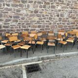 20 vintage mismatched industrial chairs school MULLCA tube & wood