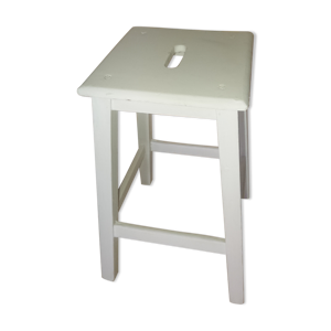 Tabouret en bois blanc 1950