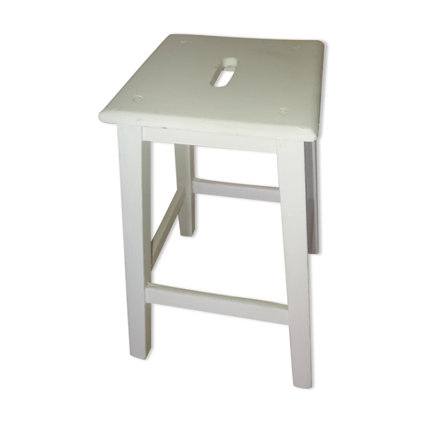 Tabouret en bois blanc 1950
