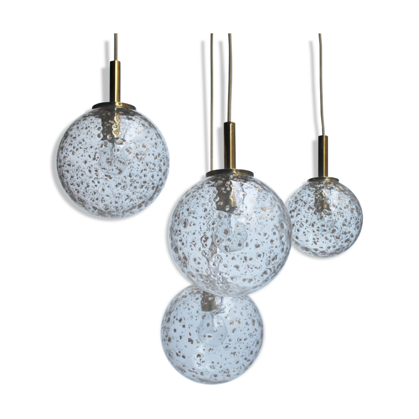 Four gold fleck globe pendants by Doria Germany