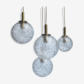 Four gold fleck globe pendants by Doria Germany