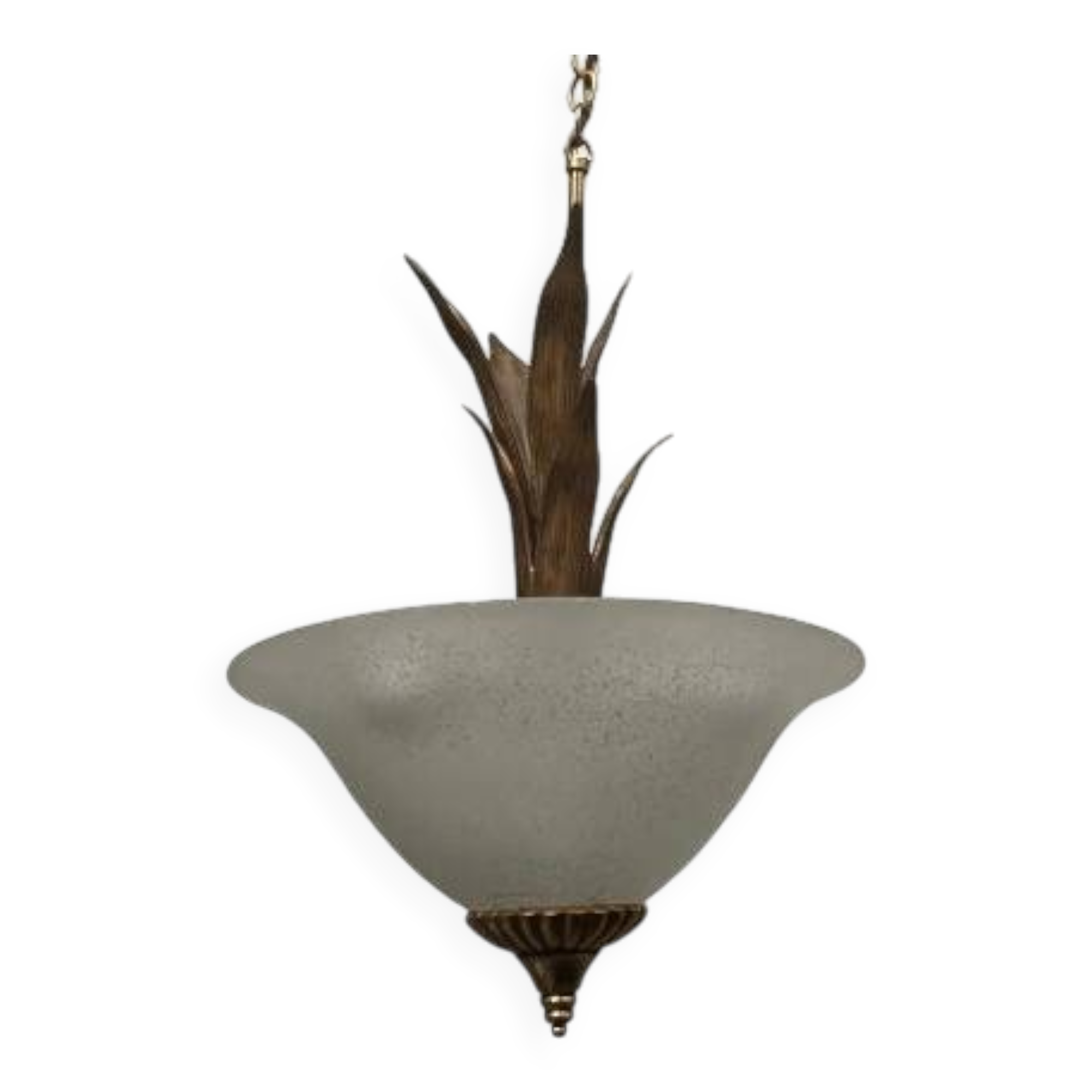 Glass and gold metal pendant light