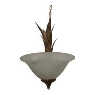 Glass and gold metal pendant light