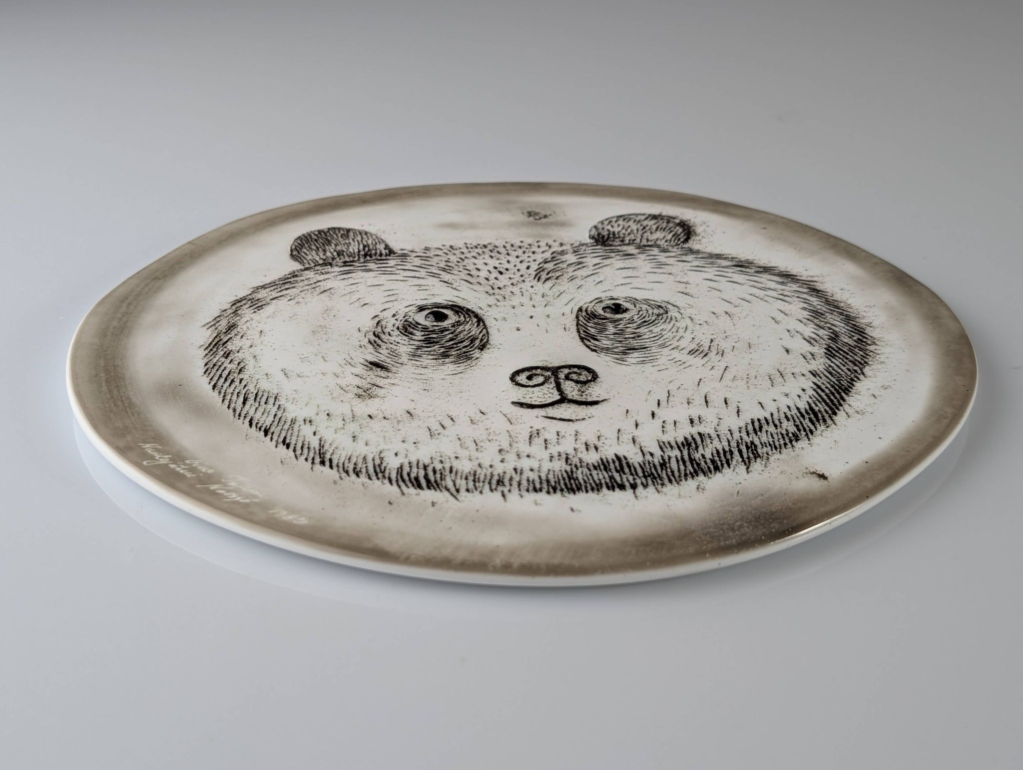 Oiva Toikka Céramique Panda Bear Plate Nuutajärvi Finlande 1983