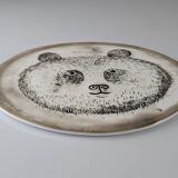 Oiva Toikka Ceramic Panda Bear Plate Nuutajärvi Finland 1983