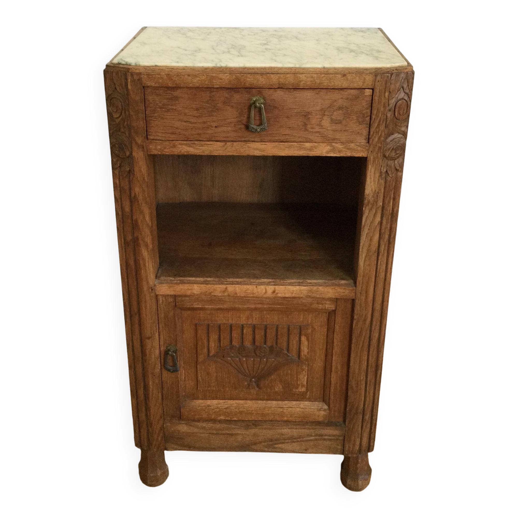 VINTAGE OAK WOODEN BEDSIDE TABLE