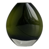 Blown green glass vase