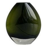 Blown green glass vase
