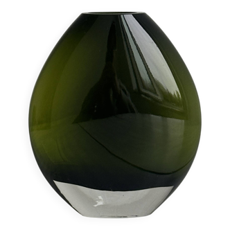 Blown green glass vase