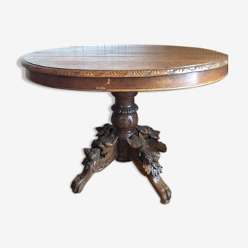Table Henry II with lion legs in solid oak