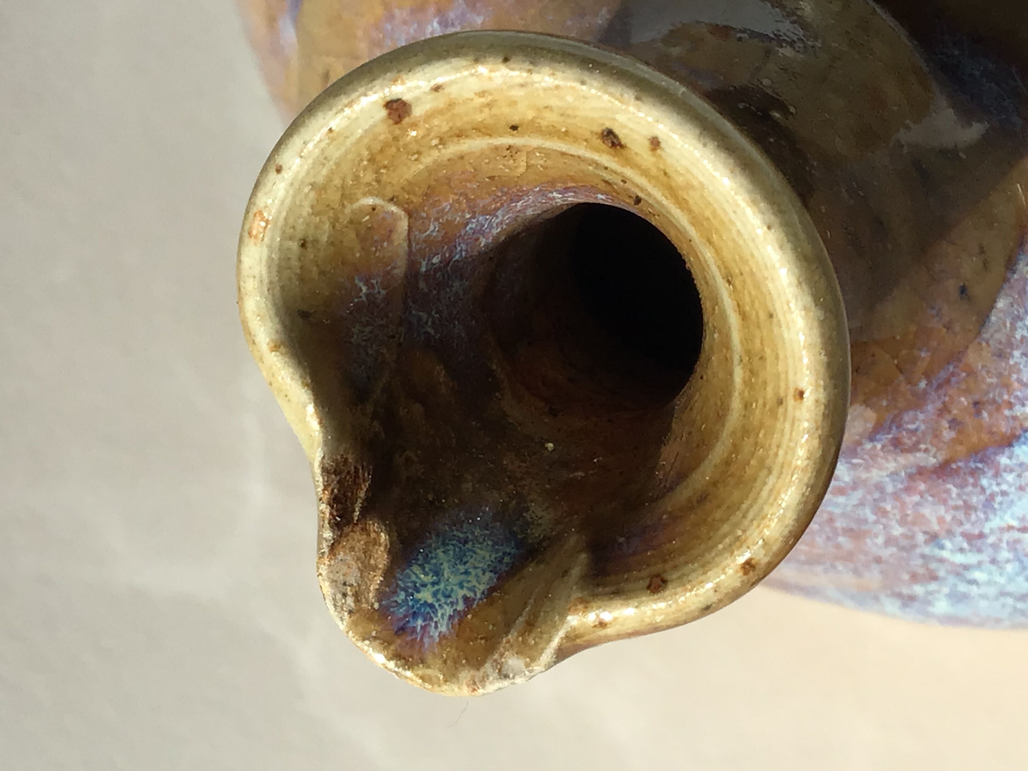 La Borne iridescent blue sandstone teapot signed