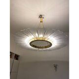 Contemporary Venied-White "Marguerite" Murano Style Glass Gold Chandelier