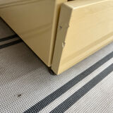 Vintage Bedside Table Jean-Claude Mahey - Beige Lacquer & Brass (Year)