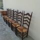 Set of 6 high-backed straw-seated chairs in solid oak from the early 1900s.
