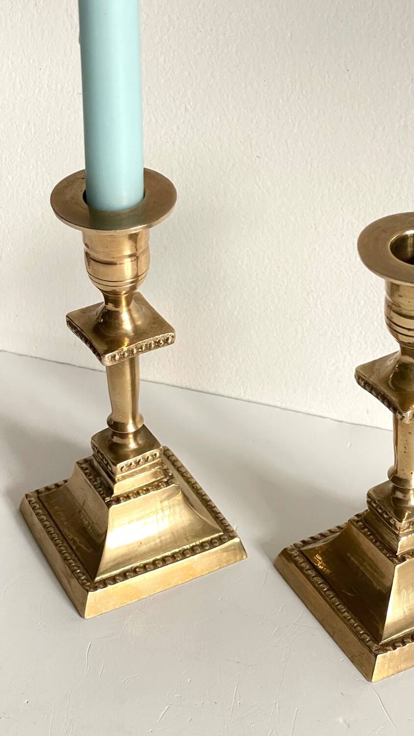 Pair of Vintage INDIA Solid Brass CANDLE HOLDERS