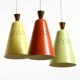 Beautiful large original mid-century 3-arm colorful bag ceiling lamp