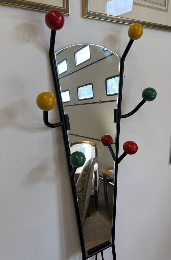 Porte-manteau Roger Féraud avec miroir – années 50/60