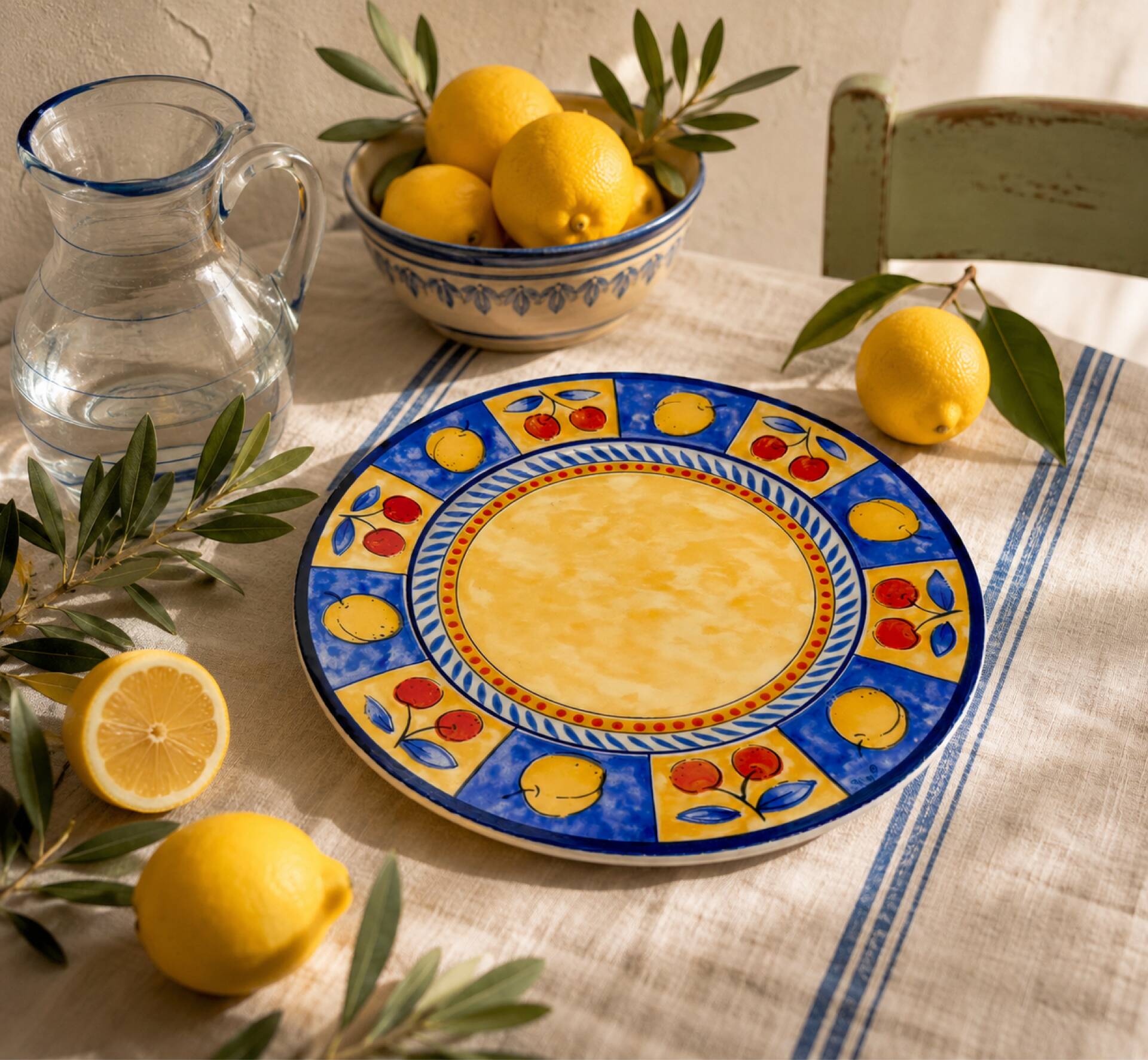 Assiette décorative Ligne Hôtesse signée Palluy – Citrons & Cerises